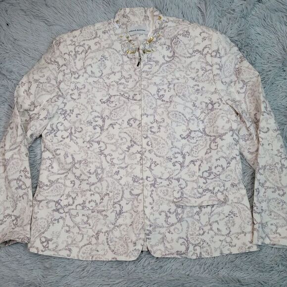 Alfred Dunner Jackets & Blazers - Alfred Dunner Jacket Womens‎ 16 Linen Blend Bling Zip Up Pockets Lightweight